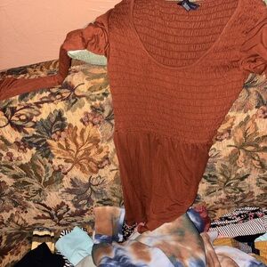 Rust Orange Short Sleeve Knit Dress